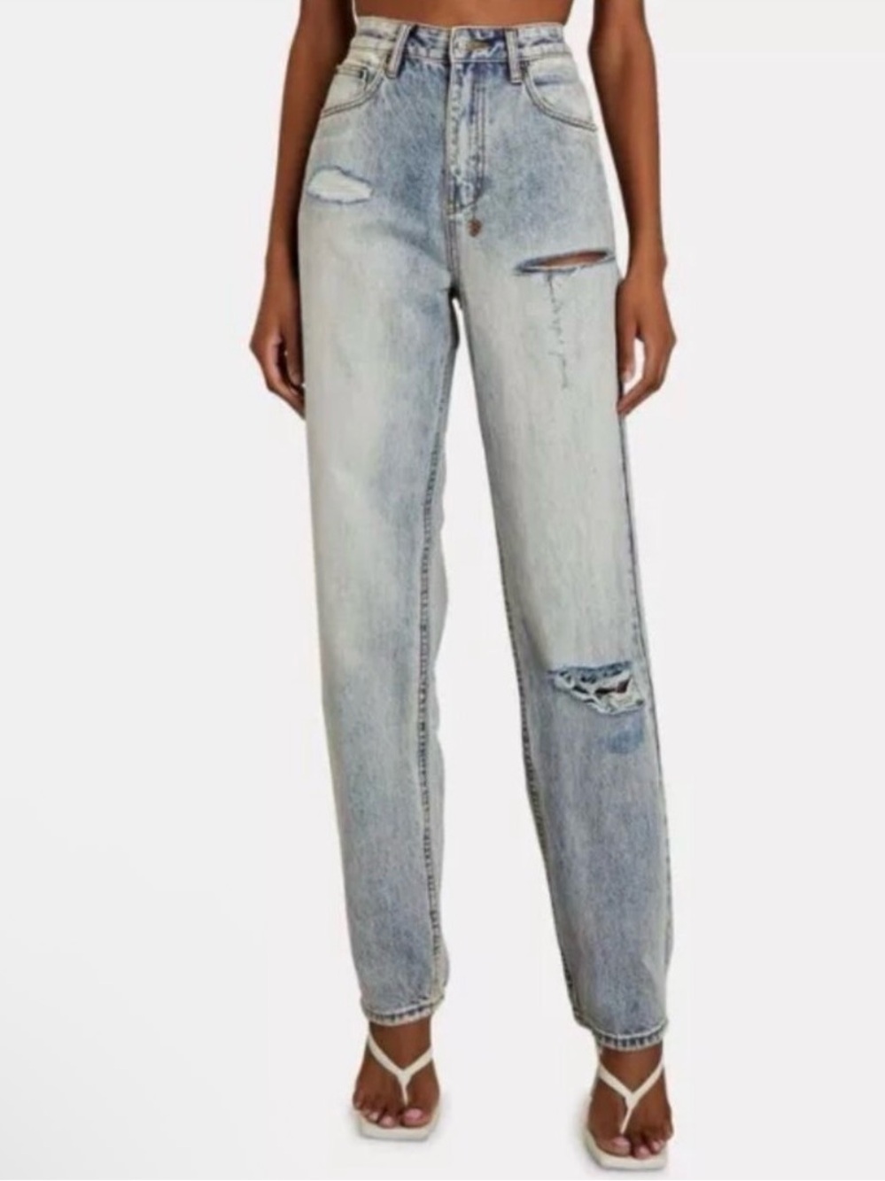 Ksubi High Waisted Light Wash Distressed Jeans